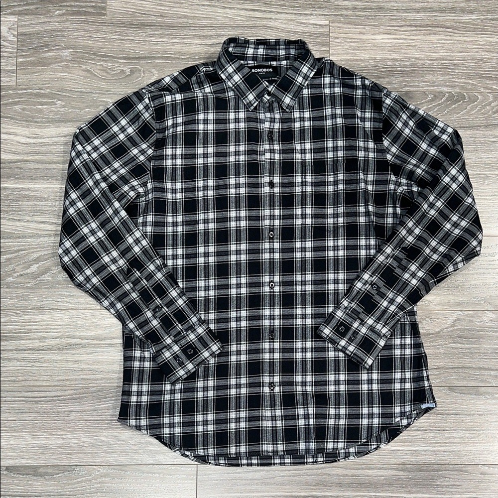 Bonobos Black and White Checkered Men's Shirt